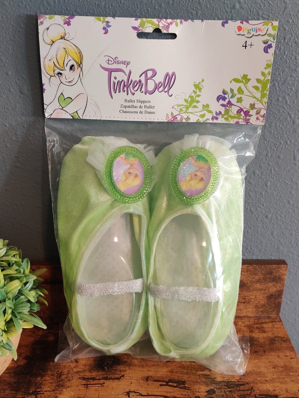 NEW Tinkerbell Ballet Slippers 4+ Disney Princess Shoe Halloween Costume Cosplay